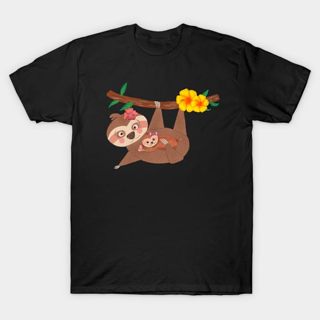 Cute baby sloth and mom T-Shirt by PrintAmor